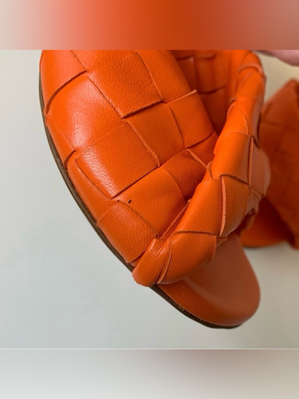Bottega Veneta Blink Woven Leather Mule Sandals Orange NWT Size 36 - Picture 7 of 10